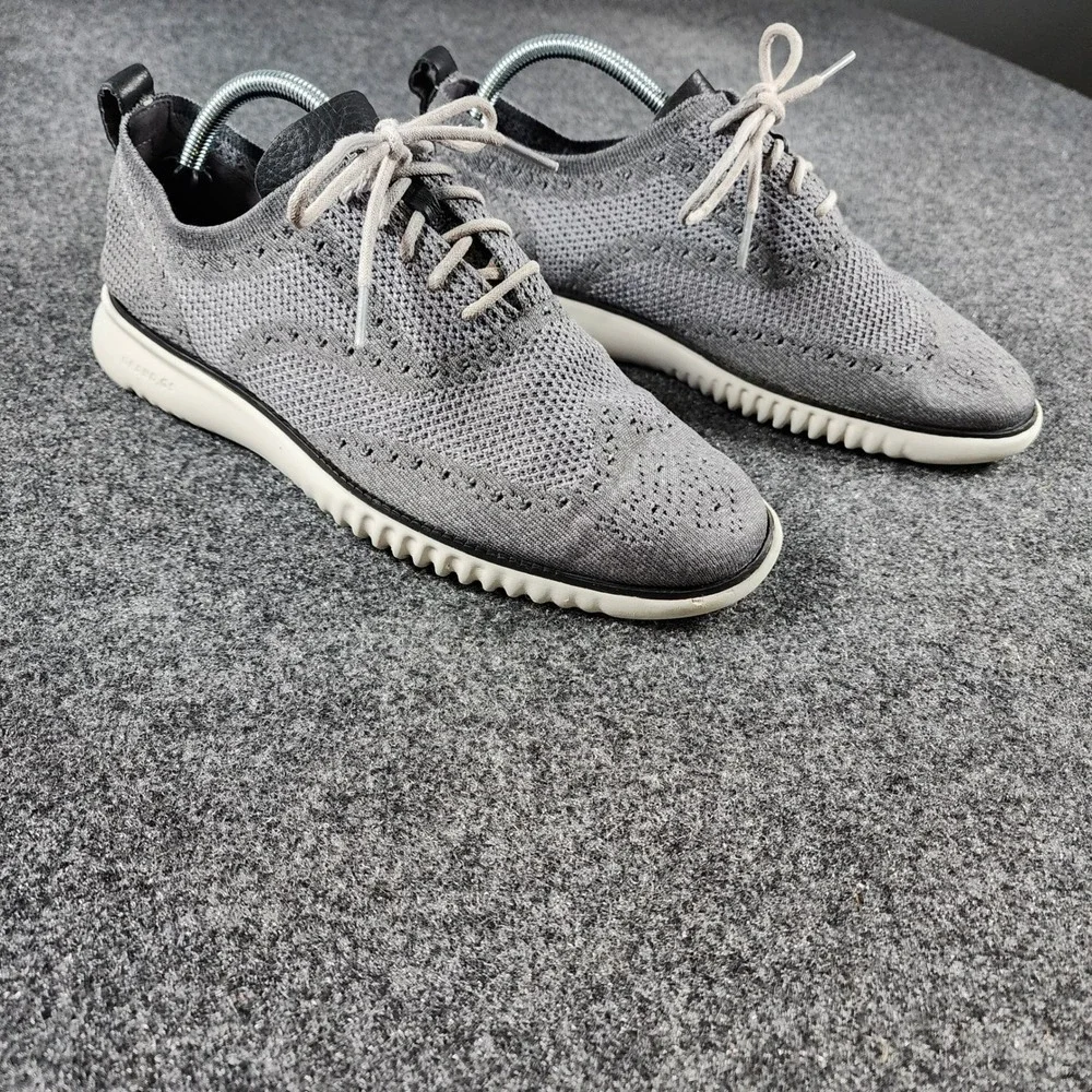 Cole Haan Zerogrand Stitchlite Oxford Casual Mens 9.5 Gray Knit Wingtip C27565